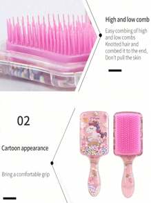 6pcs Brushes, (6.8oz /200ml) Continuous Fine Mist Spray Bottle, Unicorn Cartoon Brush, Adult And Girl Brush, Mousetail Edge Brush, Barbershop, Hairdresser's Brush Set