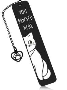 1 件趣味猫全金属书签，适合作为生日节日礼物送给朋友、同学、爱人、爱书人和学生，不锈钢书签回到学校 - 彩色 - 查看 8