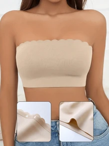 Soutien-gorge sans bretelles pour femmes, brassière sans couture sans fil, Top bandeau décontracté, confortable, élastique, avec bordure frisée, sans trace, sans rembourrage, sous-vêtements lissants, Top tube dos nu, sous-vêtements de base confortables, coupe douce, modèle sans bretelles polyvalent pour un port quotidien, soutien-gorge invisible, soutien-gorge de mariage