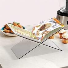 1pc X-Shaped Transparent Book Bracket, Acrylic Reading Bookshelf,Reading Music Album Book Display Rack, White Black Book Holder, Household Display Stand, Suitable For Library, Recipe, Music Album, And Various Book Reading And Placement Cookbook Stand Kitchen Counter Decor