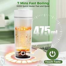 500ML Small  Travel Kettle - Fast Boil, Quiet, With Auto Shut - Off And Boil Dry Protection - White - View 7