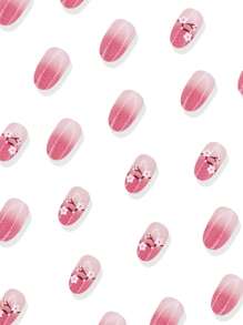 24 Peças Unhas Redondas Curtas, Unhas Postiças Criativas de Flor Amarela, Unhas Adesivas. Suprimentos de Unhas