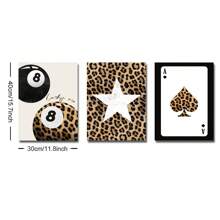 3 套无框豹纹星幸运 8 球艺术海报美学少女房间多巴胺装饰画帆布印刷简约学院风墙壁画适用于宿舍、公寓、卧室、客厅、现代家居装饰 - 彩色 - 查看 9