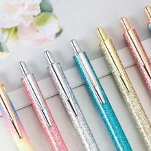 1 pieza/5 piezas/8 piezas Bolígrafos de bola con purpurina, bolígrafos metálicos brillantes y brillantes, bolígrafos retráctiles con purpurina linda de 1.0 mm de tinta negra de punta fina, regalo de escritura, diario, útiles escolares - Multicolor - Ver 3