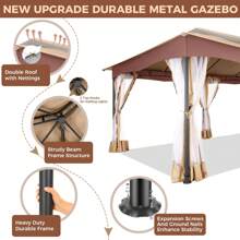 COBIZI Gazebo 12x20 With Upgraded Cold Resistant Curtains Nets Outdoor Gazebo Winter Gazebo Heavy Duty Gazebo Double Roof With Metal Frame Pavilion Tent For Patio
