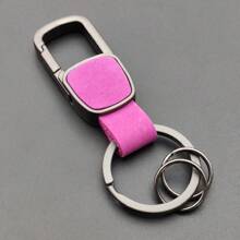 Customizable Engraving Matte Cowhide Genuine Leather Cross-Border DIY Keychain Pendant, Zinc Alloy Car Accessory