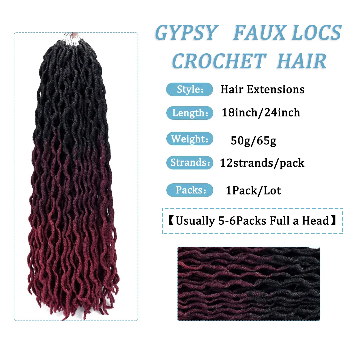 1-6 paquetes Cabello trenzado a ganchillo estilo locs de diosa, trenzas a ganchillo de locs ondulados suaves, extensiones de cabello trenzado a ganchillo de tres tonos rizado ondulado (OT99j530) - Multicolor - Ver 3