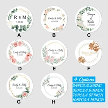 24/35/70/108 piezas Pegatinas redondas personalizadas con sus nombres y fecha para bodas, invitaciones, cajas de regalo, etiquetas de papel, adhesivas, multifuncionales, duraderas, ornamentales, reutilizables, exquisitas, elegantes, de alta calidad, coloridas, modernas, personalizadas, únicas - Multicolor - Ver 3