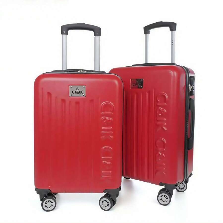 Conjunto de bagagem de 2 peças para viagem, medidas: 18/20 polegadas, bagagem leve com trava TSA, conjunto de mala de grande capacidade, conjunto de bagagem familiar à prova d'água para viagem, mala de viagem com 4 rodas giratórias 360, resistente, alça telescópica de alumínio. - Vermelho - Ver 1