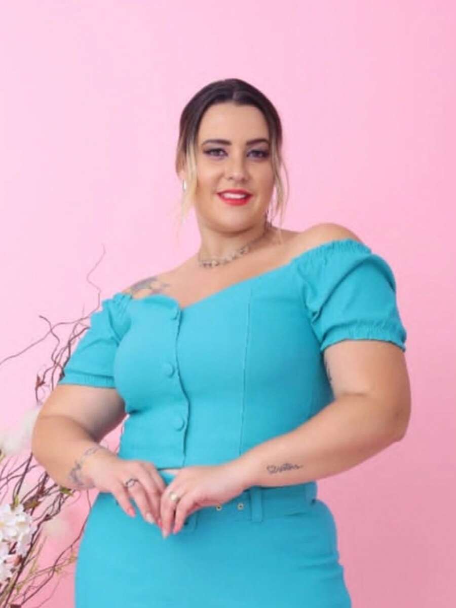 PLUS SIZE BEGALINE CROPPED BLOUSE PLUS SIZE 46 To 52 - Azul Tifany - View 1