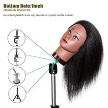 16 Inch Real Hair Mannequin Head, Braiding Styling Doll Head, Beauty School Model Head, Curly Hair Dyeing Hairstylist Practice Training Head - Black - View 6