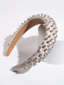 1 pièce Serre-tête blanc orné de strass à couronne élevée, bandeau, cerceau pour cheveux