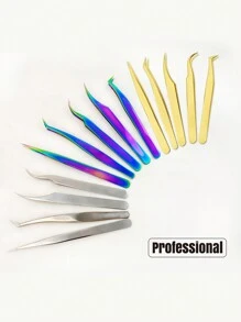 Eyelash Extension Tweezers Makeup Stainless Steel Eyelash 3D Accurate Clip - Multicolor - View 2