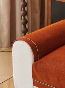 1pc All Season Sofa Cushion Cover, Modern Chenille Anti-Dust Anti-Slip Sofa Seat Protector, Simple, Dirt-Resistant, Machine Washable, Warm & Fade-Resistant, Pet-Friendly, Fits Bedroom, Office, Living Room, L-Shaped Sofa & 1/2/3/4 Seater - Orange - View 9