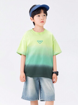 年轻男孩短袖渐变色彩色柔软透气吸湿排汗休闲百搭 T 恤，Zosee