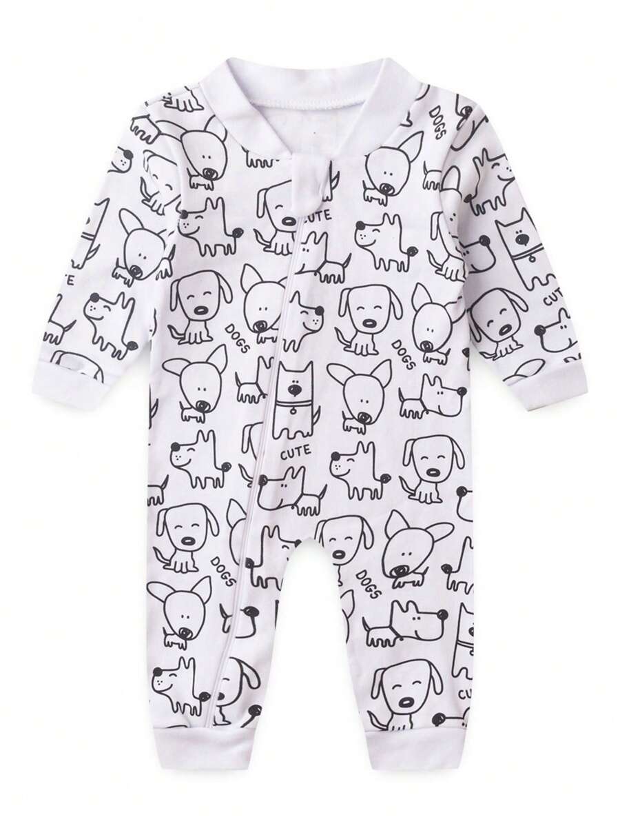 BEBE FOFUXO Baby Jumpsuit Without Feet With Zipper Suede Print (NB/S/M/L/1) - 白色 - 查看 1