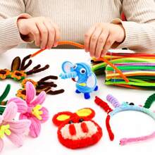 100 件随机颜色浮雕 DIY 套装、折叠棒、管道清洁器散装工艺品、艺术工艺品、工艺品（数量是手工计算的，因此可能会有一些错误。）图片中的形状仅供显示。 - 彩色 - 查看 6