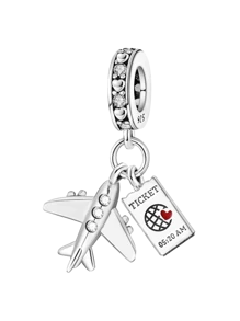 1 件 925 纯银时尚环球旅行者飞机吊饰珠适合女士手链手镯 DIY 珠宝制作和日常服装搭配珠宝装饰适合女孩