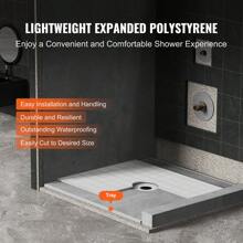 SKYSHALO Shower Curb Kit, 60"X38"/  36"X36"/48"X72"/ 72"X72" Shower Pan Kit With 6.3" Offset Drain Or Central Drain, Lightweight EPS Shower Installation Kits With 2 Waterproof Cloths, Shower Pan Slope Sticks Fit For Bathroom