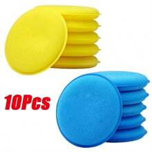 Esponja redonda de espuma para cera de coche, almohadillas aplicadoras de alta densidad, esponja de limpieza, herramienta de limpieza de detalles de coche, 10 Uds. - 10 unidades azules - Ver 11