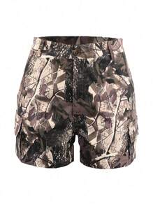 Short cargo léger d'été à imprimé camouflage patchwork avec poches, pantalon court décontracté pour festival de musique de rue rock