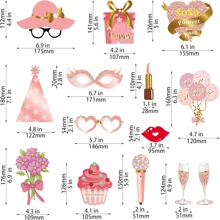 33 pièces de kit de props de cabine photo d'anniversaire pailletée or rose, kit de props photo d'anniversaire drôle et heureux pour femmes avec bâtons, décorations de fête d'anniversaire avec fournitures, Noël