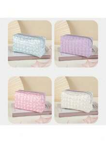 Solid Color Flower Makeup Bag, Multifunctional Makeup Bag, Portable Grooming And Storage Bag - Multicolor - View 3