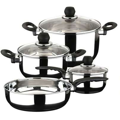 Magefesa Practika Cookware Set, 7 Pieces, Made Of Stainless Steel, Its Diffuser Bottom Guarantees Heat Distribution, INDUCTION, Easy Cleaning And Dishwasher Friendly