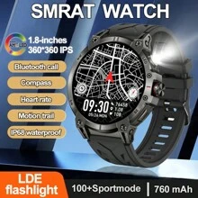 GUHUAVMI GUHUAVMI 1.85inch Large Screen Smartwatch For Men Women, Strong LED Flashlight, 760mAh Large Capacity Battery, Bluetooth Call, 100+Sport Modes, Compass, IP68 Waterproof Smart Watch, Heart Rate/Sleep Monitor Fitiness Tracker(Step Counting, Distance, Calories) Smartwatches Suitable For Android IOS