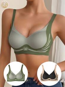 2pcs/Set Wireless Invisible Lift Push Up Bra, Supportive Sports Bra Without Rims