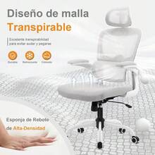HOMEMAKE FURNITURE Silla Oficina ergonómica de Respaldo Alto con Soporte Lumbar Ajustable Altura reclinable descansabrazos Ajustables Silla Gamer sillas para Escritorio Silla ergonomica Gris - Gris - Ver 7