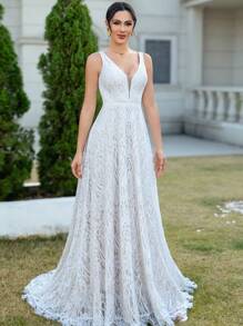 Lace Boho Wedding Dress For Bride Aline Bride Gowns - ivory - View 6