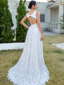 Lace Boho Wedding Dress For Bride Aline Bride Gowns - ivory - View 2