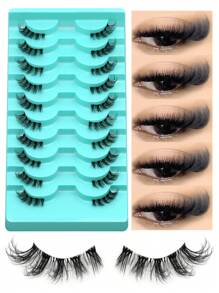 GROINNEYA 10 对半睫毛自然纤细假睫毛 3D 蓬松仿貂毛睫毛纤细猫眼睫毛化妆条睫毛、睫毛、睫毛、假睫毛 - 眼尾拉長款 - 查看 21