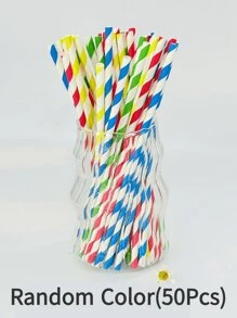 100 pezzi di cannucce di carta riutilizzabili dal design casuale e colorato, con motivo a righe multicolore, biodegradabili, adatte per smoothie, tè, succhi, latte, feste di compleanno, matrimoni ed eventi, cannucce da bere per varie occasioni. - Stile 1 - Visualizzare 10