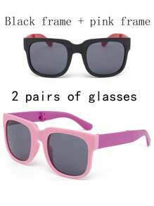 2副/1件儿童可爱眼镜，适合男孩和女孩，全折叠眼镜，婴儿眼镜，儿童时尚眼镜（附赠眼镜盒） - 彩色 - 查看 19