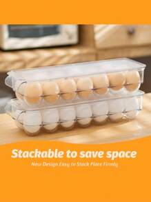 Contenitore per uova per frigorifero con coperchio, contenitore in plastica per uova da frigorifero, vassoio porta uova da 14/21 uova trasparente, scatola porta uova con scomparti anti-collisione e coperchio, scatola porta uova impilabile trasparente per casa/cucina, adatta per frigorifero, armadietto, cassetto e scaffale, organizer e armadietto da cucina, accessori da cucina - Multicolore - Visualizzare 4