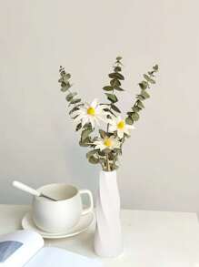 1 个塑料花瓶，用于干花，适用于客厅、餐桌、房间装饰、办公桌填充物，创意干花/鲜花花瓶装饰 - 白色 - 查看 6