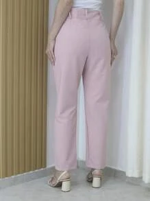 Women's Refreshing Plain Tailored Trousers With Button - Maxma 6631 - Rosa Oxidada - Ver 4