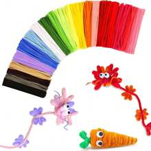 100 件随机颜色浮雕 DIY 套装、折叠棒、管道清洁器散装工艺品、艺术工艺品、工艺品（数量是手工计算的，因此可能会有一些错误。）图片中的形状仅供显示。 - 彩色 - 查看 2