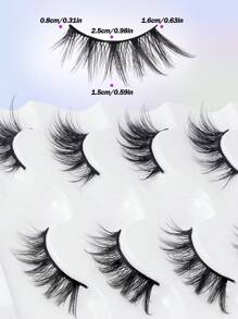 MAGEFY 5 Pares de pestañas postizas medias de zorro natural, cortas y mini, super cortas, media pestaña con extremos alargados, de apariencia natural y rizada, reutilizables e ideales para uso diario de chicas/mujeres. Pestañas manga esponjosas y delgadas para uso cotidiano, esenciales de viaje, cola de ojos alargada.