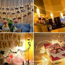 1pack 10/20/30/40 LED Clamp Photo String Light Battery Powered Bedroom Decorative Atmosphere Lamp For Home Wall Hanging Pictures Cards Tree Wedding Party Decoration
