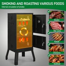 Outdoor Smoker With Double Doors, 2 Detachable Grill Netting Smoking Racks, Charcoal Pan & Water Pan, 4 Air Vents, Thermometer, Vertical Charcoal Smoker For Barbecue Camping Backyard Grill - 黑色 - 查看 9