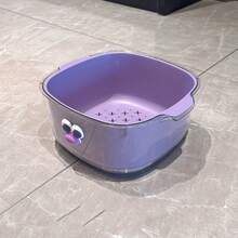 Double Layer Dopamine Drainage Basket, Household Cute Fruit Basket, Cleaning And Filtering 2-In-1 Thickened Fruit Tray, Vegetable Basket,Kitchen Items For Ultimate Kitchen Efficiency With Cozy Fall& Winter Styles