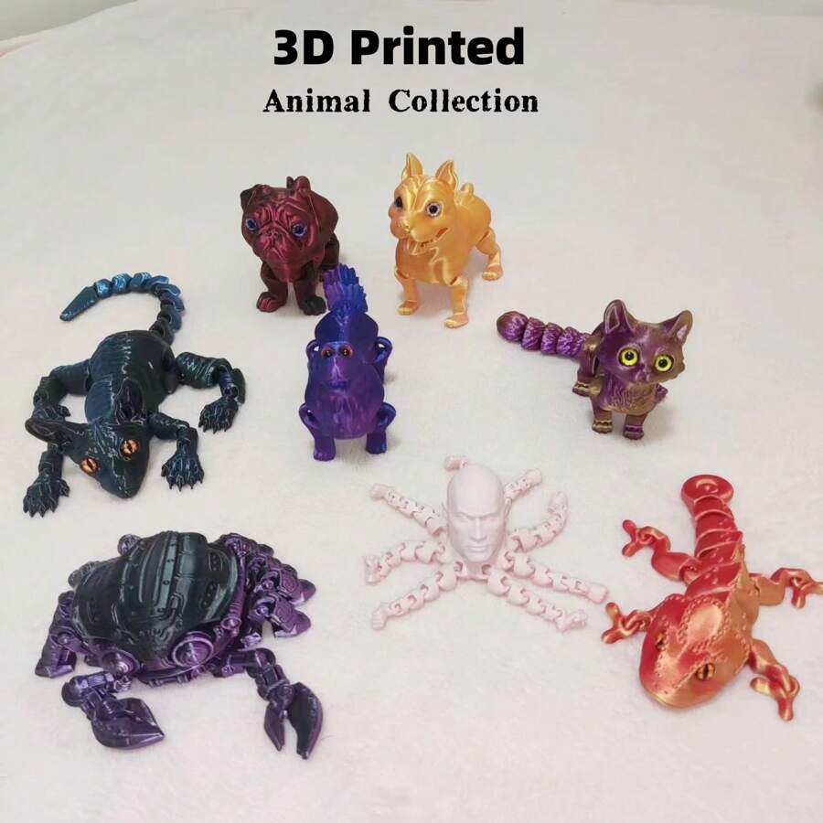 1pc 3D Printed Animal Collection, 3D Printed Toy, Movable Joint Animal Toy, Creative Desk Decor & Collection, Suitable For Birthday Gift, Party Favors And Rewards