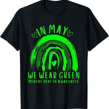 In May We Wear Green Mental Health Awareness Unisex T-Shirt - Black - View 1