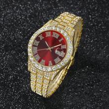 4 件女士时尚简约石英表与珠宝套装，包括手表、项链、手链和戒指（无盒） - 金色 - 查看 2