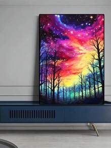 Pintura de diamantes redonda completa, paisaje de bosque de nubes colorido, árbol con diamantes incrustados, juego de manualidades de fantasía, decoración de pared, regalo para cumpleaños, graduación, arte de diamantes - Multicolor - Ver 2