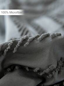 Set de funda nórdica de 2/3 piezas con rayas onduladas de poliéster con textura, conjunto de ropa de cama estilo bohemio apto para todas las estaciones (1 funda nórdica + 1/2 fundas de almohada)