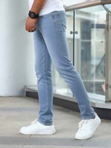 leev Men's Casual Straight Stretch Denim Jeans With Pockets
